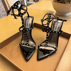 Steve Madden Black Patent Studded Heels